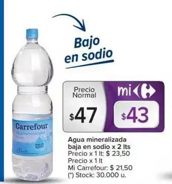 Carrefour Agua Mineralizada Baja En Sodio x 2 lts oferta