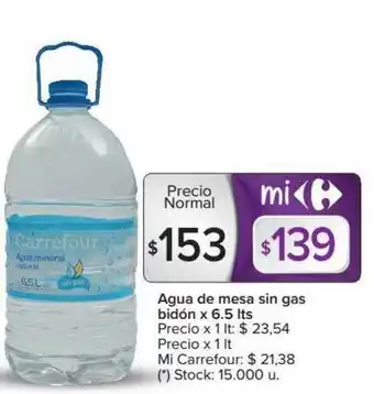 Carrefour Agua De Mesa Sin Gas Bidón x 6.5 lts oferta
