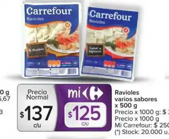Carrefour Ravioles Varios Sabores x 500 g oferta