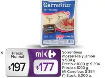 Carrefour Sorrentinos Mozzarella Y Jamón x 500 g oferta