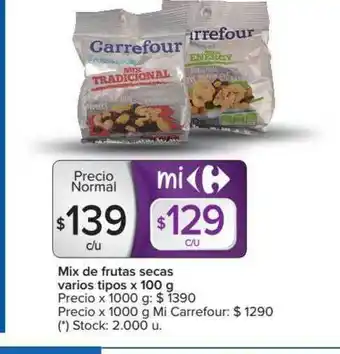 Carrefour Mix De Frutas Secas Varios Tipos x 100 g oferta