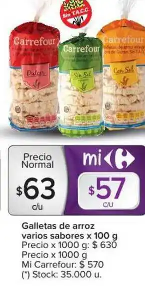 Carrefour Galletas De Arroz Varios Sabores x 100 g oferta