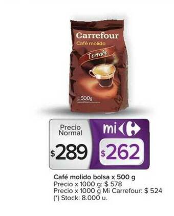 Carrefour Café Molido Bolsa x 500g oferta