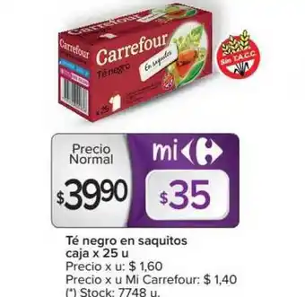Carrefour Té Negro En Saquitos Caja x 25 u oferta