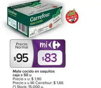 Carrefour Mate Cocido En Saquitos Caja x 50 u oferta