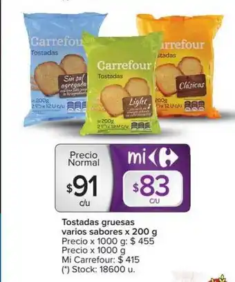 Carrefour Tostadas Gruesas Varios Sabores x 200 g oferta