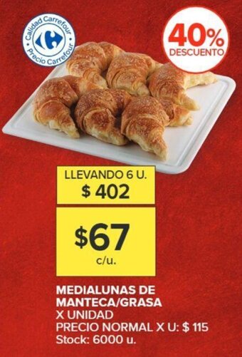 Carrefour MEDIALUNAS DE MANTECA/GRASA X UNIDAD oferta