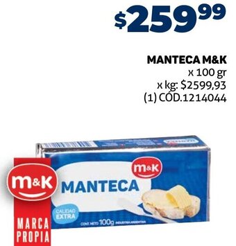 Makro MANTECA M&K x 100 gr oferta