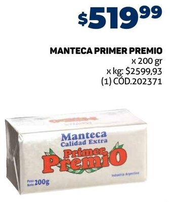 Makro MANTECA PRIMER PREMIO x 200 gr oferta