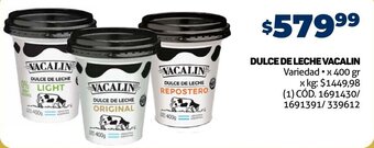 Makro DULCE DE LECHE VACALIN Variedad x 400 gr oferta