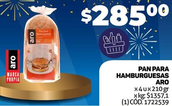 Makro PAN PARA HAMBURGUESAS ARO x4ux 210 gr oferta
