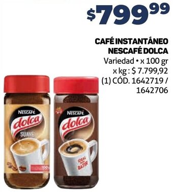 Makro CAFÉ INSTANTÁNEO NESCAFÉ DOLCA Variedad x 100 gr oferta