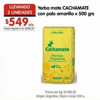 Disco Yerba mate CACHAMATE con palo amarilla x 500 grs oferta