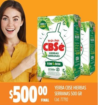 Supermercados Yaguar YERBA CBSE HIERBAS SERRANAS 500 GR Cód. 77792 oferta