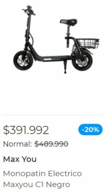 Easy Max You Monopatin Electrico Maxyou C1 Negro oferta