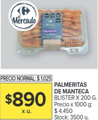 Carrefour Market PALMERITAS DE MANTECA BLISTER X 200 G. oferta