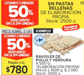 Carrefour Market RAVIOLES DE POLLO Y VERDURA X 500 G. "ELABORACIÓN PROPIA" oferta