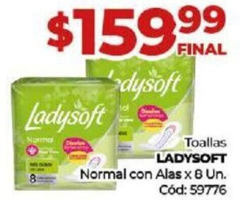 Diarco Toallas LADYSOFT Normal con Alas x 8 Un. Cód: 59776 oferta