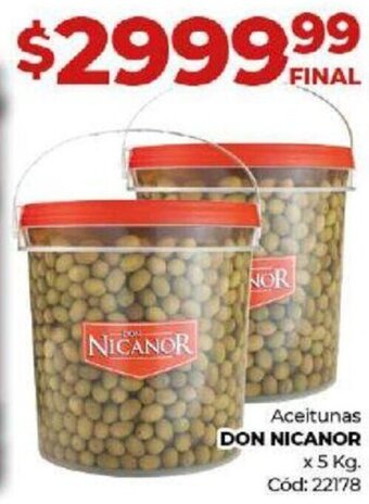 Diarco Aceitunas DON NICANOR x 5 kg. Cód: 22178 oferta