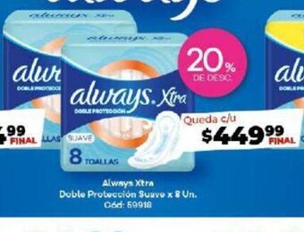 Diarco Always Xtra Doble Protección Suave x 8 Un. Cód: 59918 oferta