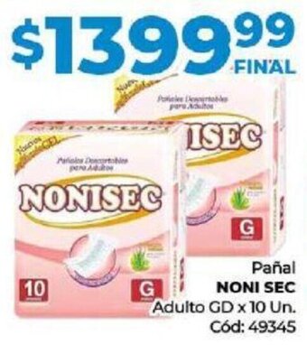 Diarco Pañal NONI SEC Adulto GD x 10 Un. oferta