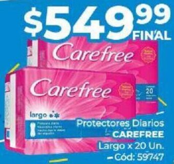 Diarco Protectores Diarios CAREFREE Largo x 20 Un. - Cód: 59747 oferta