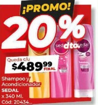Diarco Shampoo y Acondicionador SEDAL X 340ML oferta