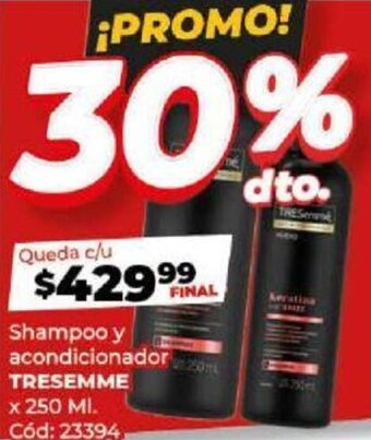 Diarco Shampoo y acondicionador TRESEMME x 250 ML. oferta