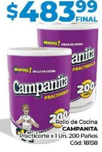 Diarco Rollo de Cocina CAMPANITA Practicorte x 1 Un. 200 Paños Cód: 18158 oferta