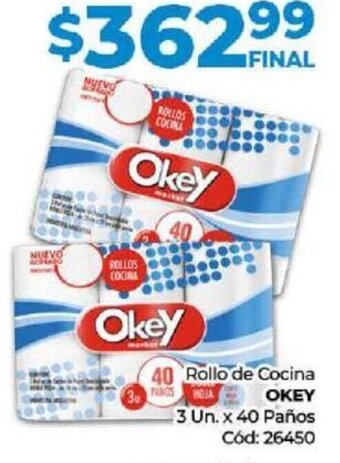 Diarco Rollo de Cocina OKEY 3 Un. x 40 Paños Cód: 26450 oferta