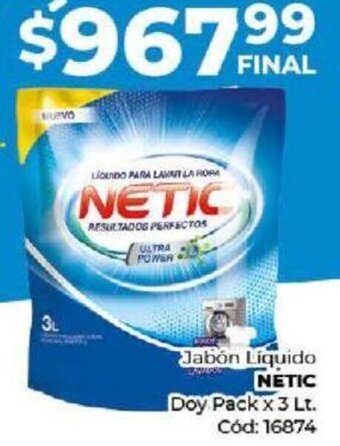Diarco Jabón Liquido NETIC Doy Pack x 3 Lt. Cód: 16874 oferta