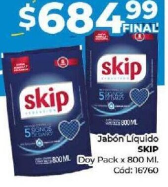 Diarco Jabón Líquido SKIP 800 ML Doy Pack x 800 ml. Cód: 16760 oferta