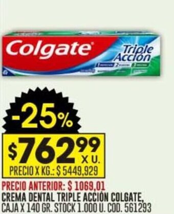 Coto CREMA DENTAL TRIPLE ACCIÓN COLGATE, CAJA X 140 GR. oferta