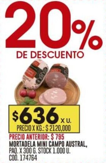 Coto MORTADELA MINI CAMPO AUSTRAL, PAQ. X 300 G. oferta