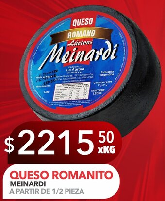 El Milagro Mayorista QUESO ROMANITO MEINARDI A PARTIR DE 1/2 PIEZA oferta