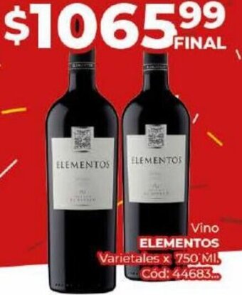 Diarco Vino ELEMENTOS Varietales x 750 ML oferta