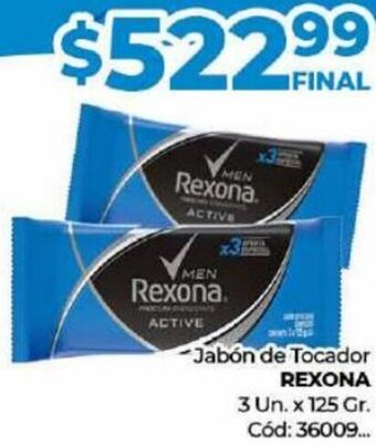 Diarco Jabón de Tocador REXONA 3 Un. x 125gr oferta