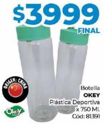 Diarco Botella OKEY Plástica Deportiva x 750ml oferta