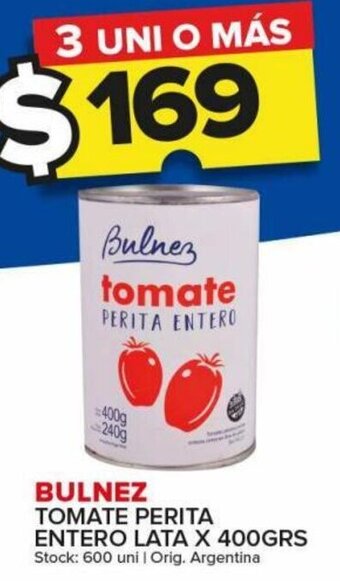 Carrefour Maxi BULNEZ TOMATE PERITA ENTERO LATA X 400GRS oferta