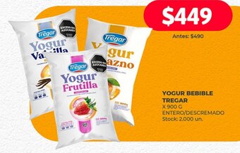 Supermercados Tadicor YOGUR BEBIBLE TREGAR x 900g ENTERO/DESCREMADO Stock: 2.000 un. oferta