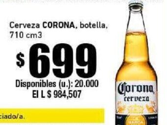 Cooperativa Obrera Cerveza CORONA, botella, 710 cm3 oferta