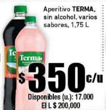 Cooperativa Obrera Aperitivo TERMA, sin alcohol, varios sabores, 1,75 L oferta