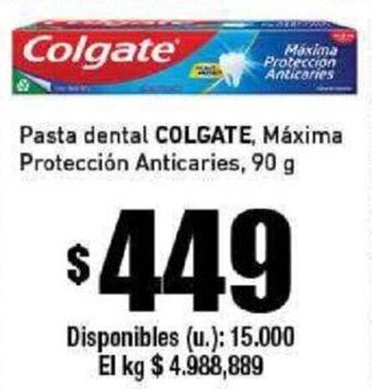 Cooperativa Obrera Pasta dental COLGATE, Máxima Protección Anticaries, 90 g oferta