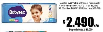 Cooperativa Obrera Pañales BABYSEC, ultrasec, hiperpack: M 44 u oferta