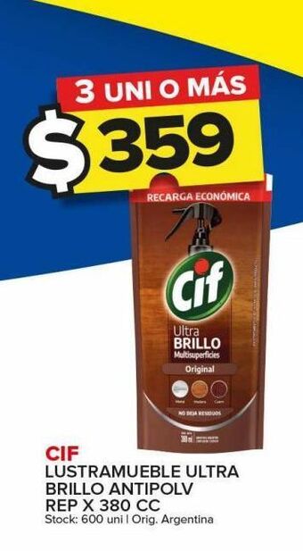 Carrefour Maxi Lustramuebles cif ultra brillo antipolvo dp 380cc oferta