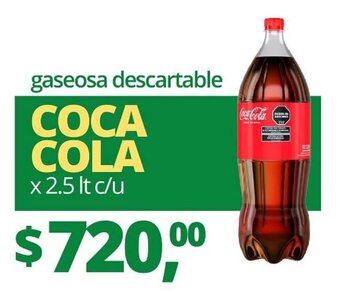 Supermercados A Granel gaseosa descartable COCA COLA x 2.5 lt c/u oferta