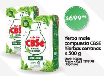 Supermercados Buenos Días Yerba mate compuesta CBSE hierbas serranas x 500g oferta