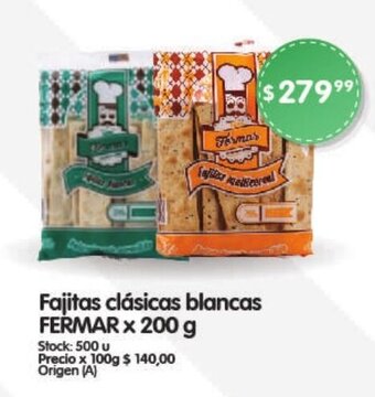 Supermercados Buenos Días Fajitas clásicas blancas FERMAR x 200 g oferta