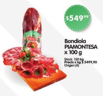 Supermercados Buenos Días Bondiola PIAMONTESA x 100 g oferta