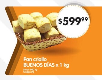 Supermercados Buenos Días Pan criollo BUENOS DÍAS x 1 kg oferta